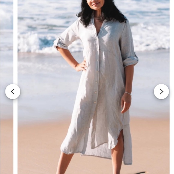 Pure Lino Stylishly Versatile Italian-Made Linen Shirt Dress - Picture 1 of 12